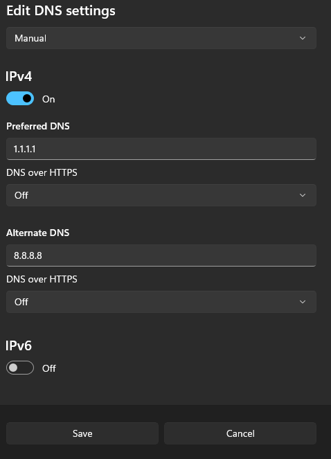 DNS settings